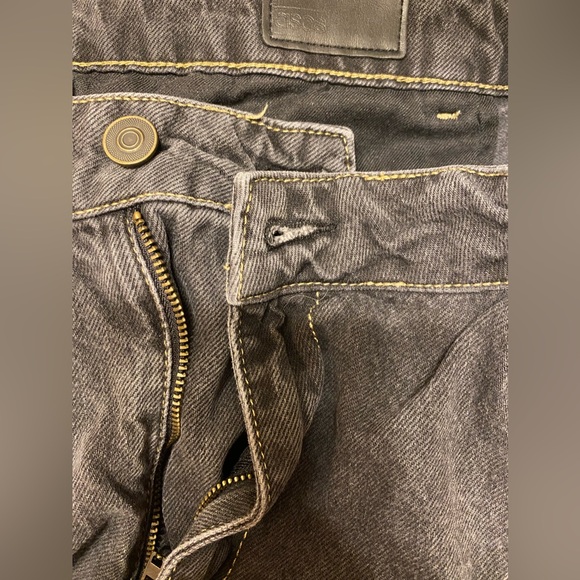 ASOS DESIGN Double Pleat Jeans In Washed Black With Rips 36 x 34 - Picture 5 of 10